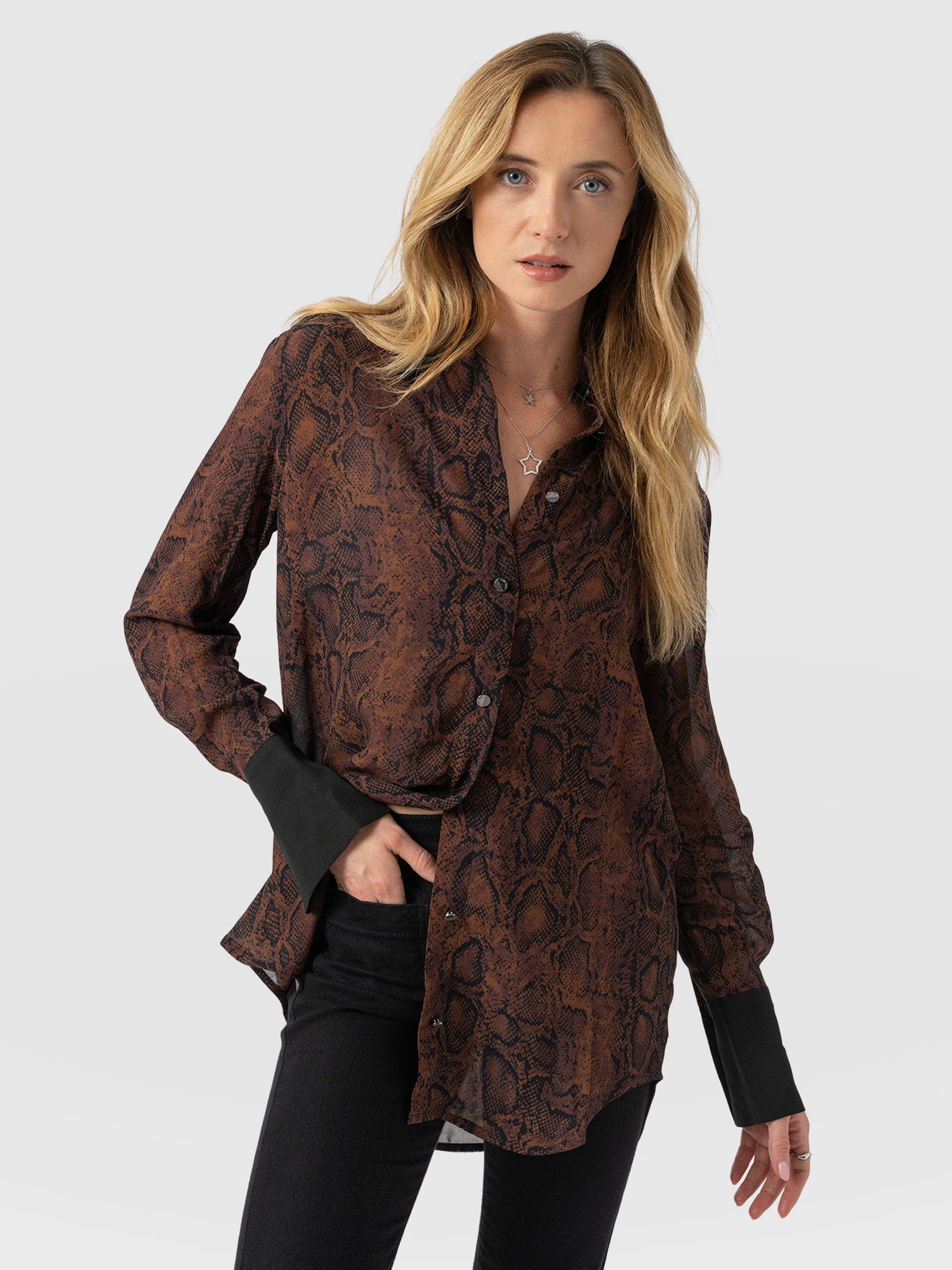 Madison Shirt Brown Snake - Women's Shirts | Saint + Sofia® US